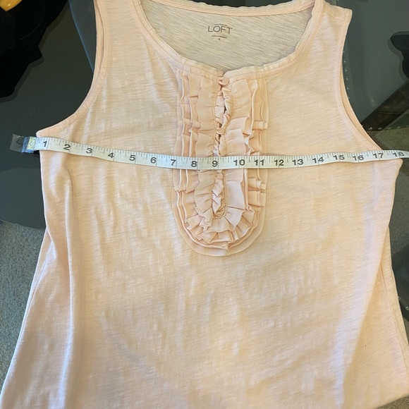 Ann Taylor Loft lightweight Ruffle neckline Peach - Picture 6 of 12